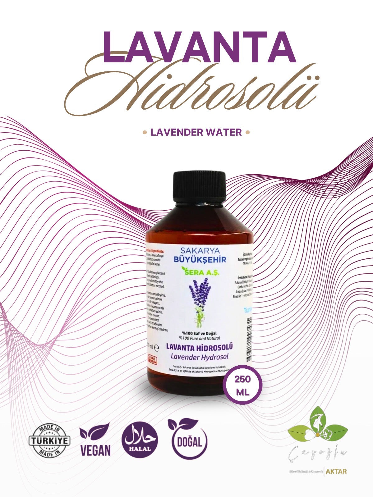 Lavanta Suyu -250 ml -Doğal,Helal Lavanta Hidrosolü