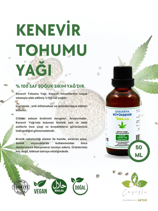 SBS -Sakarya Büyükşehir Sera A.Ş-Kenevir Tohumu Yağı-50 ML- %100 Saf Ve Doğal