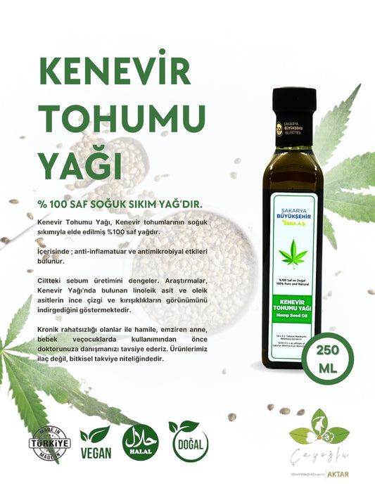 SBS-Sakarya Büyükşehir Sera A.Ş-Kenevir Tohumu Yağı-250 ML-%100 Saf Ve Doğal