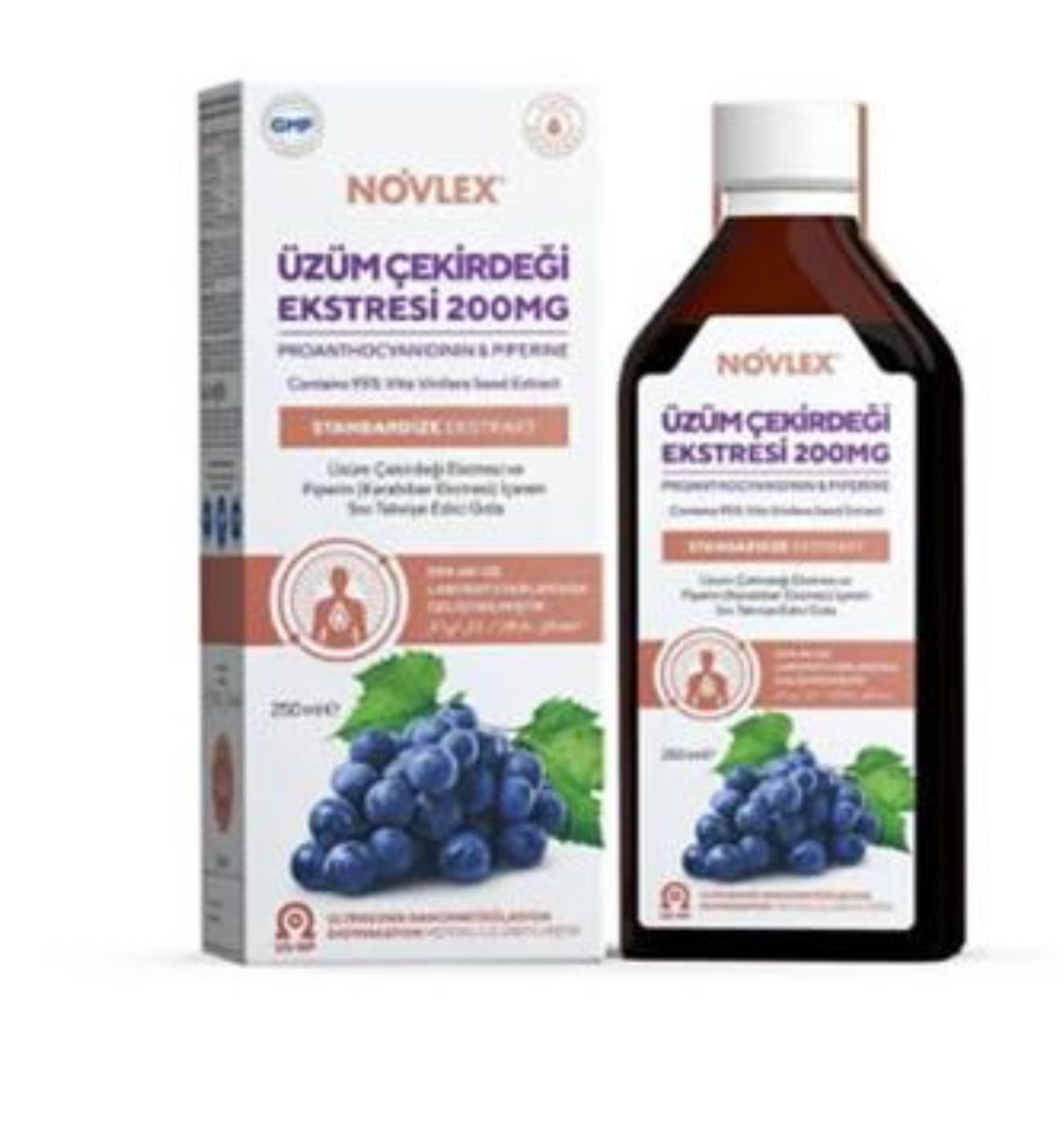 NOVLEX ÜZÜM ÇEKİRDEĞİ EKSTRESİ VE PİPERİN -250 ml