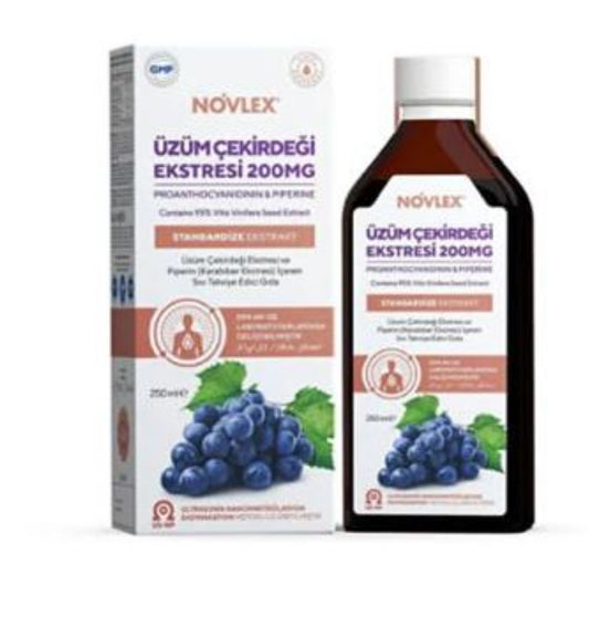 NOVLEX ÜZÜM ÇEKİRDEĞİ EKSTRESİ VE PİPERİN -250 ml