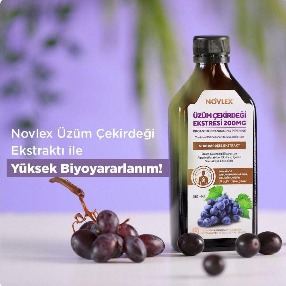 NOVLEX ÜZÜM ÇEKİRDEĞİ EKSTRESİ VE PİPERİN -250 ml