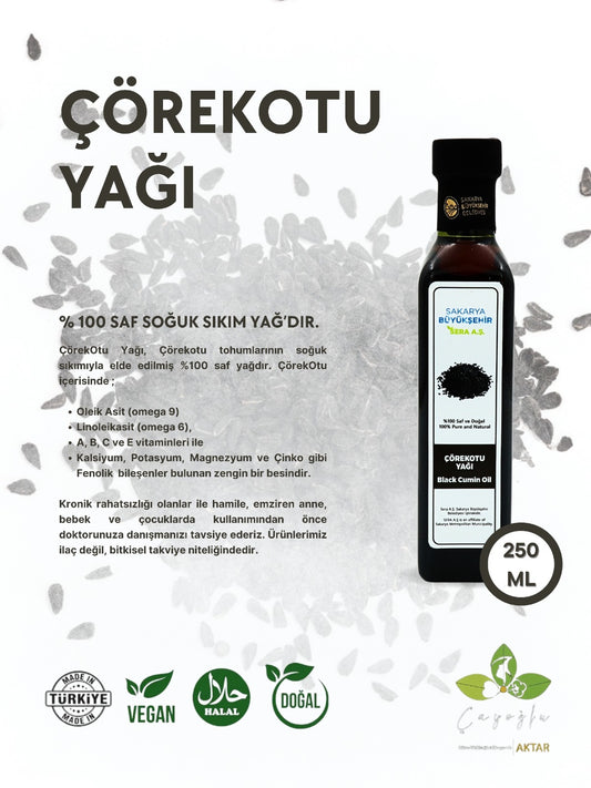 SBS -Sakarya Büyükşehir Sera A.Ş - 250 ML - Çörek Otu Yağı -%100 Saf Ve Doğal