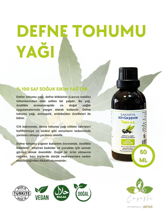 SBS-Sakarya Büyükşehir Sera A.Ş- Defne Tohumu Yağı -50 ML - %100 Saf Ve Doğal